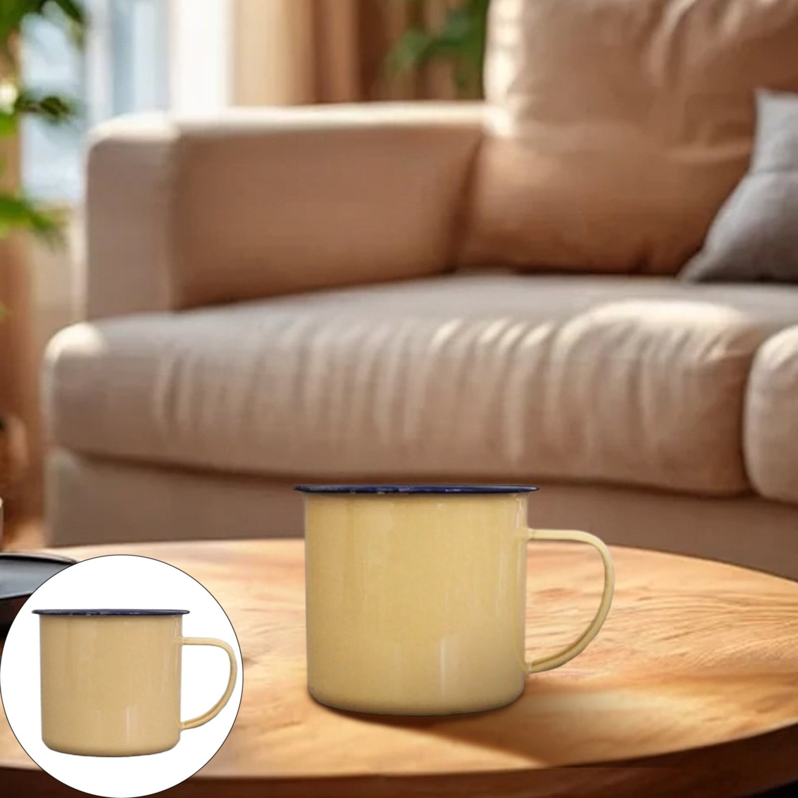 Clearance! Yellow B Water Coffee Mug Tea Enamel Mug Camp Drinking Cups ...