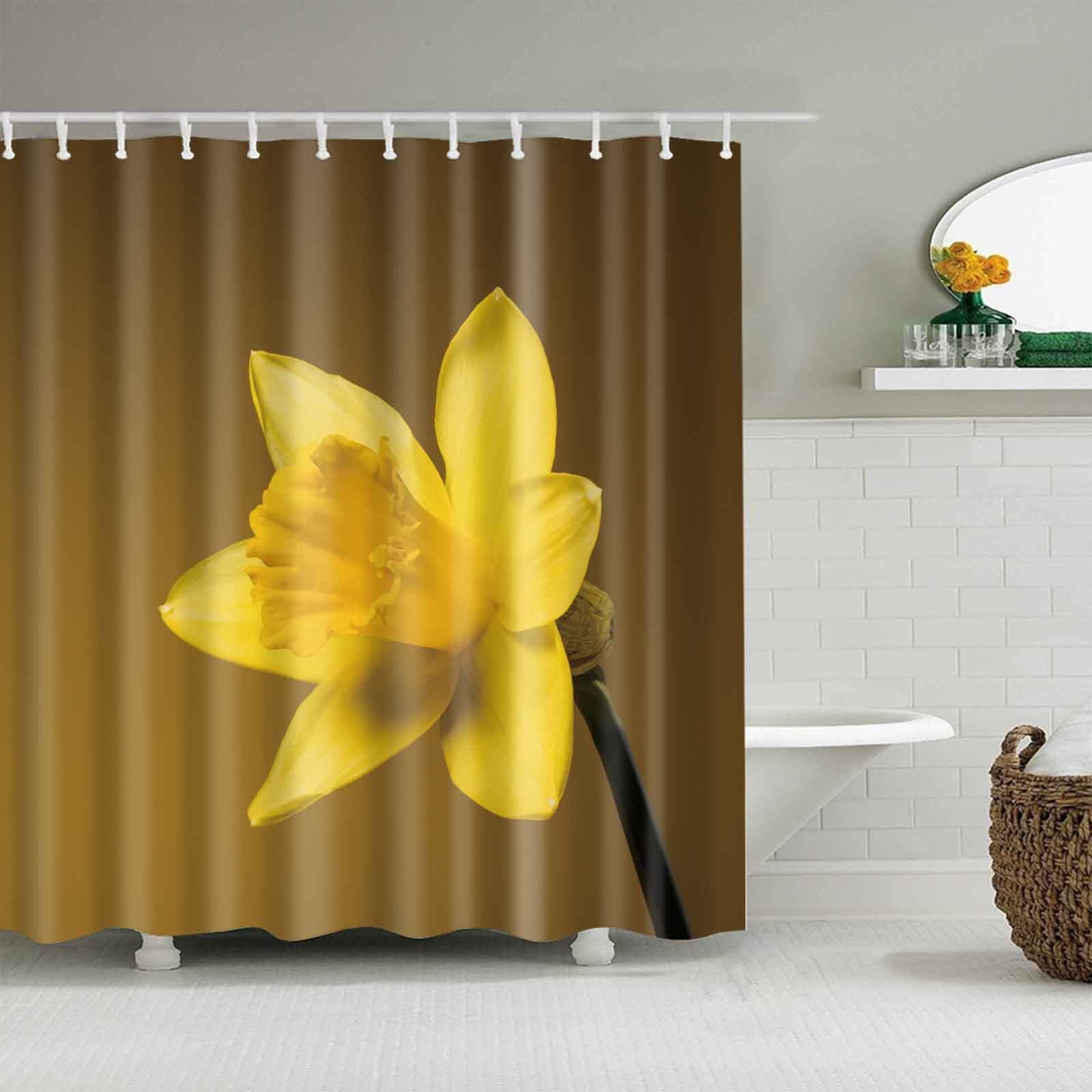 Clearance Yellow Flower Shower Curtain Floral Art Design Farmhouse