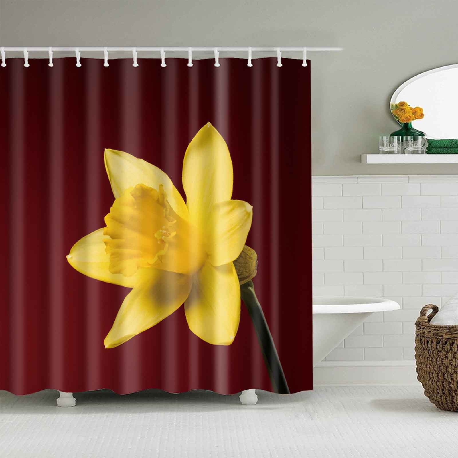Clearance Yellow Flower Shower Curtain Floral Art Design Farmhouse