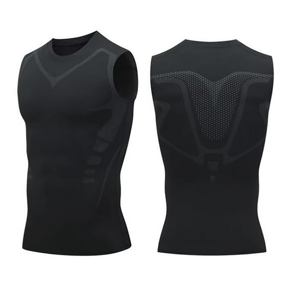 Yieetim Black Muscle Shirts for Men, Compression Shirt Quickly Dry Sleeveles Shaping Vests, Summer Cool Body Shaper Tank Top Shaping Sleeveless Shirt, Gym Athletic Workout Tank Top
