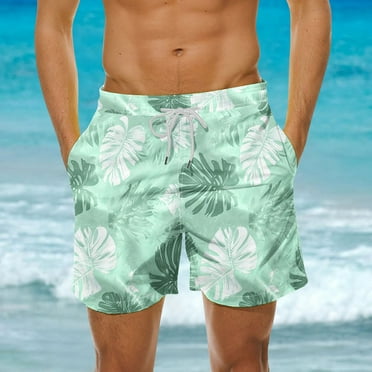 Yieetim Multicolor Mens Swim Trunks, Summer Striped Hawaiian Printed with Pockets Elastic Waist Drawstring Beach Shorts, Lightweight Comfortable Fits Quickly Dry Swim Shorts