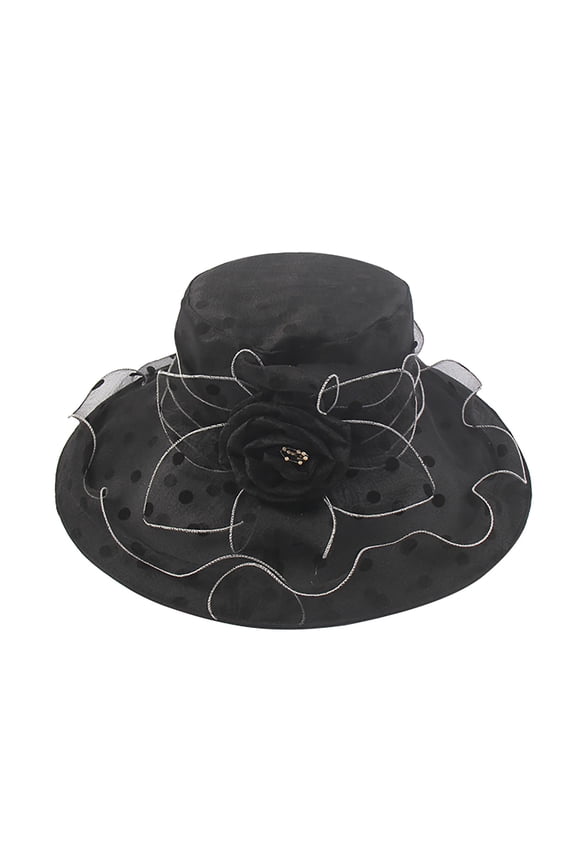 Clearance! Yigetop Derby Hats for Women Church Dress Hat for Women Black Fascinators Bridal Tea Party Wedding Hat Wide Brim Church Hats for Women Black M