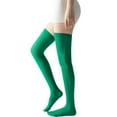 thumbnail image 1 of Clearance! Yigetop Stockings Women's Striped Colorful Printed Non Slip Stretch Over Knee Stockings Green, One Size, 1 of 6