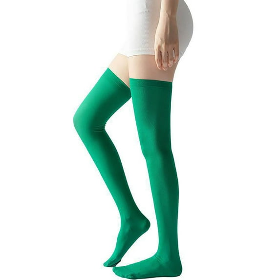 Clearance! Yigetop Stockings Women's Striped Colorful Printed Non Slip Stretch Over Knee Stockings Green, One Size