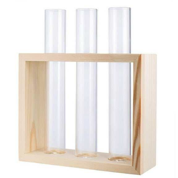 Clearance! Ynlkorvg Basin Test Tube Planter Propagation Station Glass Terrarium Test Tube with Wood Stand for Propagating Hydroponic Home Office Decoration Gardening Supplies Beige
