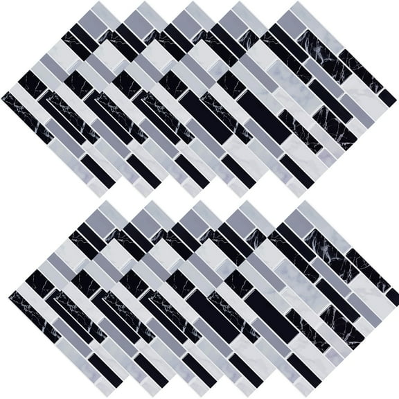 Clearance! Ynlkorvg Wall Sticker 10Pcs Pattern Tiles Backsplash Peel and Stick Self Adhesive Removable Tile for Kitchen Bathroom Wall Floor 15X15Cm Home Decor Black