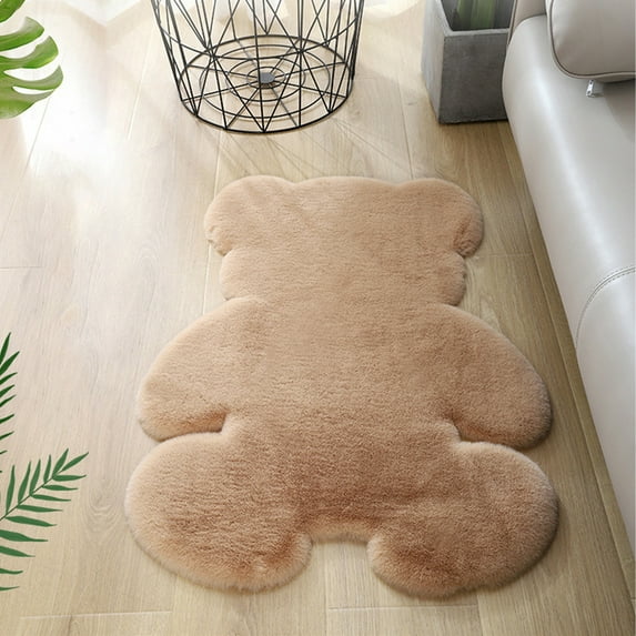 Clearance! Yohome Modern Bear-Shaped Faux Rabbit Wool Artificial Soft Carpet Bedroom Living Room Rug