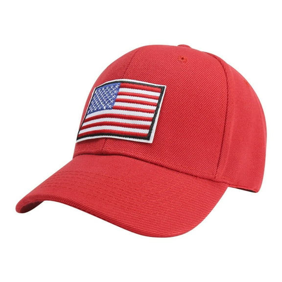 Yoodem,,American Flag Hat,4Th Of July Hat,Flag Embroidered Soft Cotton Fitting Cap for Men and Women,Baseball Cap,Red 1