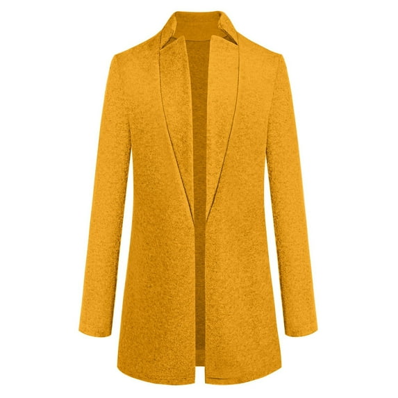 Clearance! Yoodem Plus Size Tops for Women Artificial Wool Coat Trench Ladies Warm Soft Coat Long Overcoat Outwear Button Solid Coat Plus Size Winter Coats for Women Plus Size Tops Yellow S