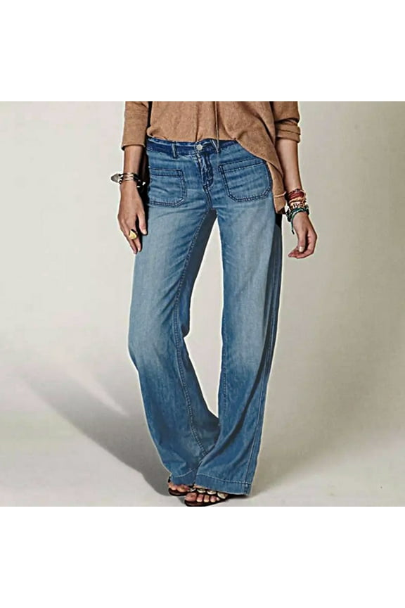 Denim Jeans for Women Stretch Low Rise Button Elastic Waist Jeans Ladies Casual Easy Fits Comfortable Skinny Denim Pants L