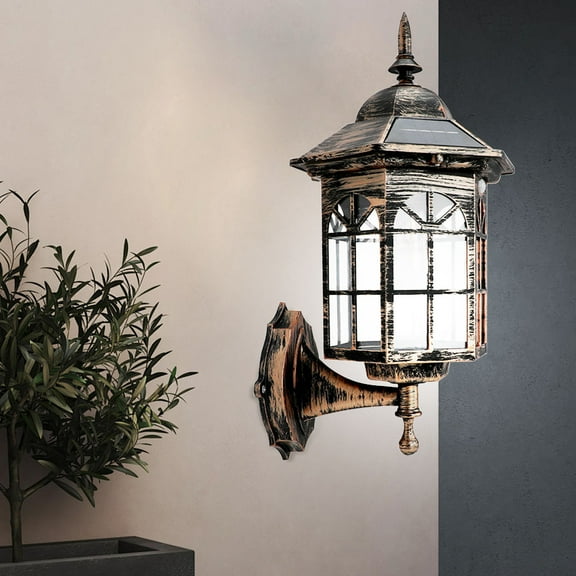 YZEGDCH Dusk to Dawn Outdoor Wall Lantern,New Retro European Style Motion Sensor Warm Light Tungsten Lamp Solar Garden Light for Lawn,Pathway,Driveway,Front,Back Door