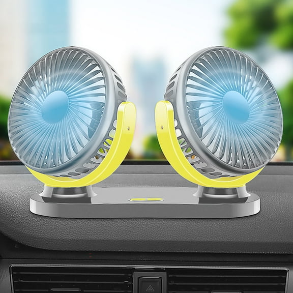 YZEGDCH Universal Double-headed Vehicle Fan Car Big Wind Fan USB Office Home Universal Small Fan 3-speed Adjustment 360° Wind Direction Adjustment