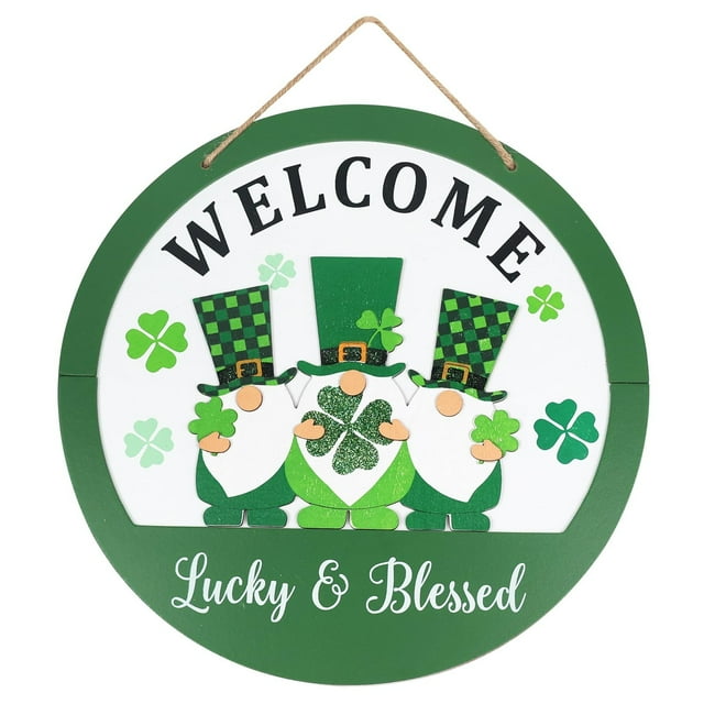 St Patricks Day Decorations, DEWBIN Gnome Welcome Sign St Patricks Day Door Decor for The Home, Wood Hanging Saint Patricks Day Decorations for Front, Porch, Door, Wall