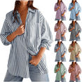 thumbnail image 1 of ZVAVZ Women's Oversized Button Down Shirt Dressy Striped Long Sleeve Collared Office Work Top Shirt Trendy Loose Fit Boyfriend Shirts with Pocket Yellow,M, 1 of 7