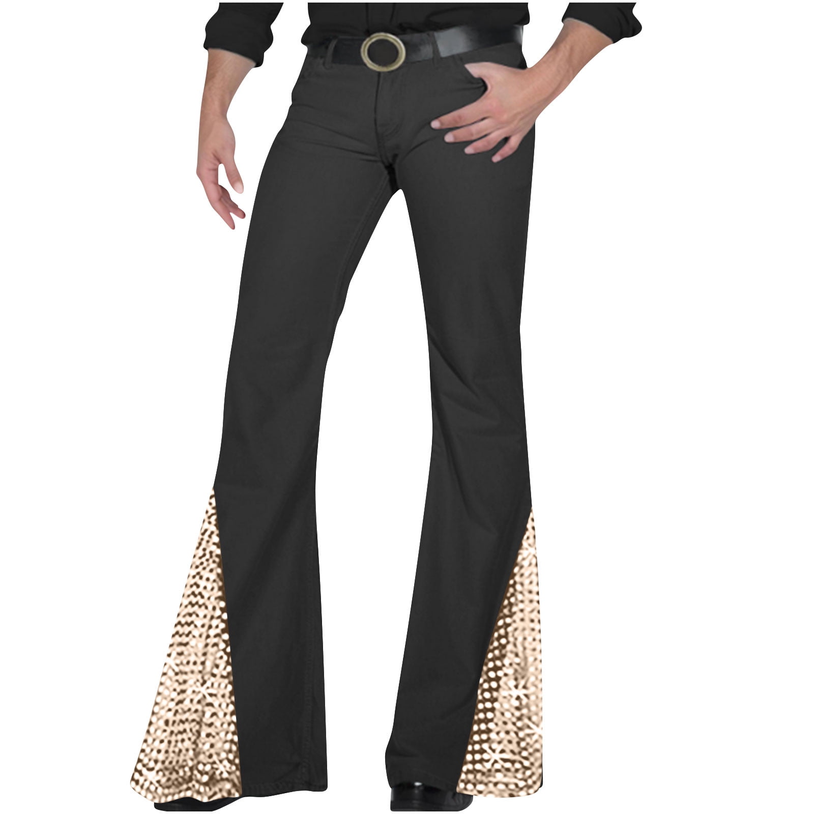 ZVNAΖH Men's Flare Pants 70s Disco Pants Dancing Party Personality