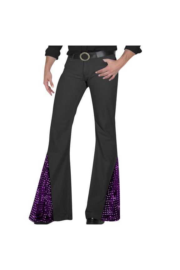 ZVNAΖH Men's Flare Pants 70s Disco Pants Dancing Party Personality Sequin Bell Bottom Pants Vintage Twill Pants