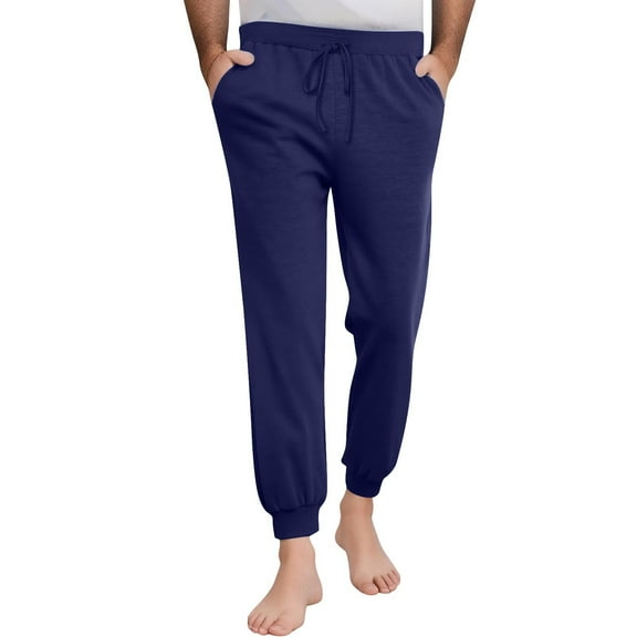 ZVNAΖH Men's Pajama Joggers -Lightweight Pj Bottoms Lounge Pant Drawstring Pockets Elastic Banded Ankle Sleep Pant