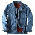 thumbnail image 1 of Clearance! ZVNAΖH Men's Snap Jean Jacket Western Cowboy Plaid Flannel Lined Work Denim Trucker Jackets, 1 of 9