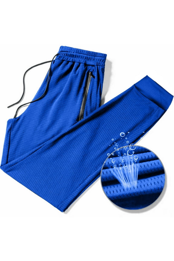 ZVNAΖH Mens Athletic Sweatpants with Zipper Pockets Ice Silk Breathable Joggers Pants Drawstring Waist Running Pants