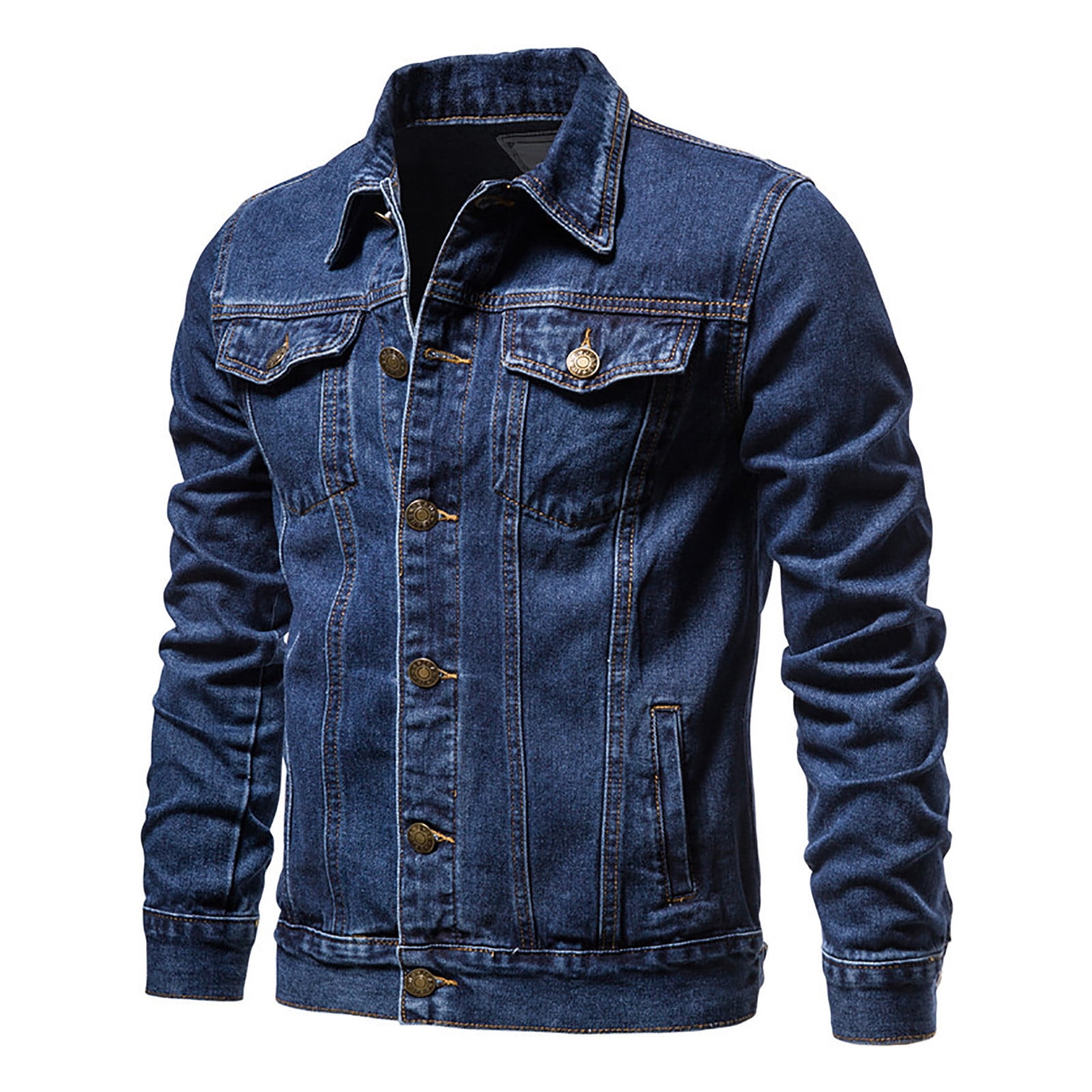 Clearance! ZVNAΖH Mens Denim Trucker Jackets Slim Fit Casual Multi ...