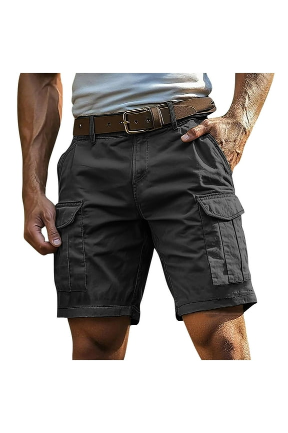 Mens Multi Pocket Cargo Shorts, Summer Cotton Linen Casual Shorts, Lightweight Quick Dry Hiking Shorts, Outdoor Tactical Work Shorts