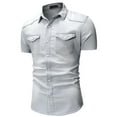 thumbnail image 1 of Clearance! ZVNAΖH Mens Short Sleeve Denim Shirt Button Down Work Shirts, Regular Fit, Two Chest Pockets, Lightweight Jacket, 1 of 5