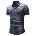 thumbnail image 1 of Clearance! ZVNAΖH Mens Short Sleeve Denim Shirt Button Down Work Shirts, Regular Fit, Two Chest Pockets, Lightweight Jacket, 1 of 8