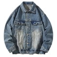 thumbnail image 1 of Clearance! ZVNAΖH Mens Washed Denim Jacket Spring Fall Lightweight Jacket Motorcycle Denim Coat, 1 of 2
