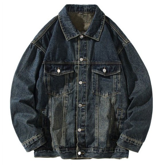 Clearance! ZVNAΖH Mens Washed Denim Jacket Spring Fall Lightweight Jacket Motorcycle Denim Coat