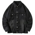 thumbnail image 1 of Clearance! ZVNAΖH Mens Washed Denim Jacket Spring Fall Lightweight Jacket Motorcycle Denim Coat, 1 of 3