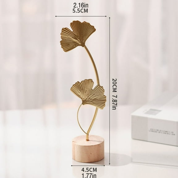 Clearance! Zainafacai Figurines Leaf Decor Metal Golden Leaf Ornaments and Base Modern Simple Gold Leaf Table Sculpture for Living Room Bedroom Bookshelf Desktop Decoratio Room Decor Gold 1