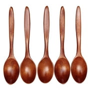 Clearance! Zainafacai Kitchen Essentials Soup Lot Teaspoon Utensil Wooden Spoon 5Pcs Tool Catering Cooking Kitchen Kitchen，Dining & Bar Plastic Spoons Brown