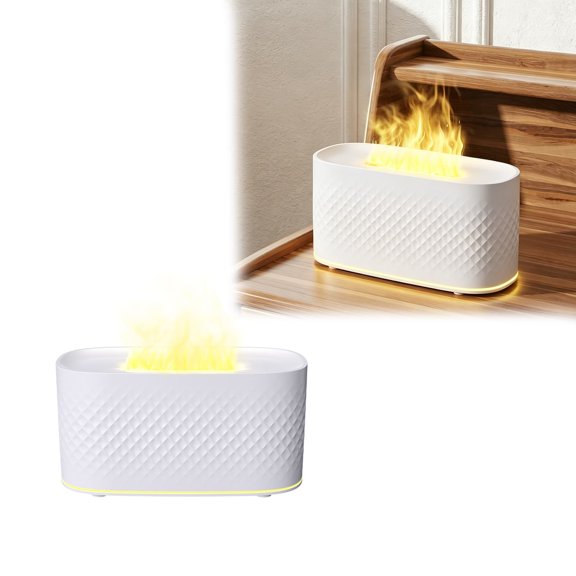 Clearance! Zguuel 7-Color LED Aroma Diffuser with Realistic Flame Effect, 2-in-1 Ultrasonic Humidifier & Essential Oil Diffuser, USB Portable Fragrance Mist Maker for Home Bedroom Office