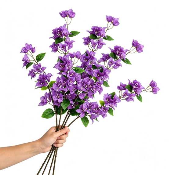 Clearance! Zguuel Artificial Purple Bougainvillea Flowers, 90cm Silk Bougainvillea Branches, UV Resistant Purple Flowers for Indoor Outdoor Home Garden Wedding Party Decor