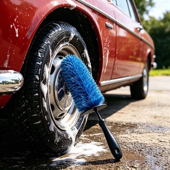 Leeye 43cm Long Handle Wheel Cleaning Brush Soft Rim for Tire No ...