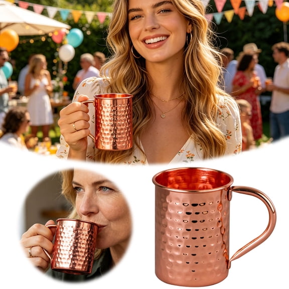 Clearance! Zguuel Copper Plated Stainless Steel Mug, 400ml Insulated Tumbler for Coffee, Bronze 10x8cm