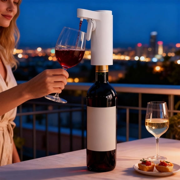 Clearance! Zguuel Electric Wine Dispenser with Digital Display, Automatic Pouring System with Aeration for Red Wine Liquor Gift for Dad Husband