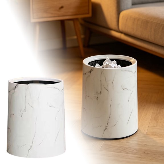 Clearance! Zguuel Pedal Trash Can, Stone Style Kitchen Waste Bin with Gloss Finish for Home, A 27