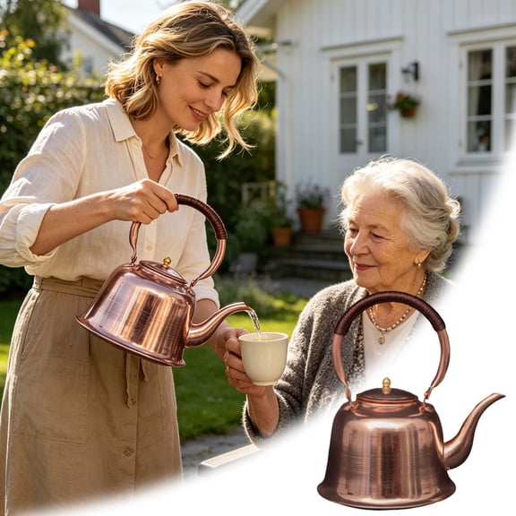 Clearance! Zguuel Pure Copper Kettle Solid Copper Stovetop Tea Kettle Handmade Hammered Teapot for Gas Induction Electric Ceramic Stove Boiling Water