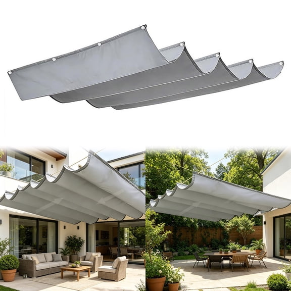 Clearance! Zguuel Shade Sail Sun Shades Outdoor Patio Retractable Sun Shade Awning with Eyelets and Rope Adjustable Shade Cover Sun Outdoor Pergola for Outdoor Garden Patio Yard Light Gray|