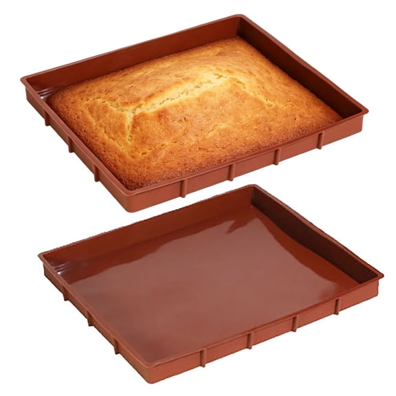 Clearance! Zguuel Silicone Baking Tray with Dividers, Non-Stick Loaf Pan for Cake Bread Brownie - Lightweight