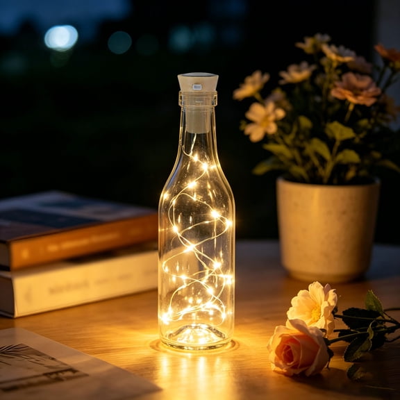 Clearance! Zguuel Solar LED Bottle Light Cork Stopper String Lights 1m Copper Wire 10 LEDs Rechargeable Bottle Lamp for Party Wedding Decor Blue