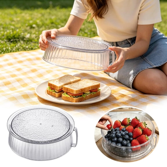 Clearance! Zguuel Stackable Clear Food Cover, Reusable Dish Plate Lid with Ventilation Hole, B