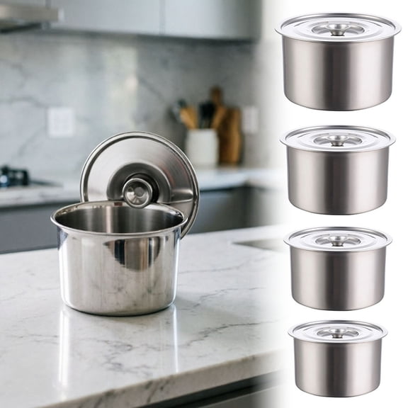 Clearance! Zguuel Stainless Steel Condiment Jar with Lid A, Kitchen Seasoning Storage Container, Spice Salt Sugar Jar Set for Home Restaurant