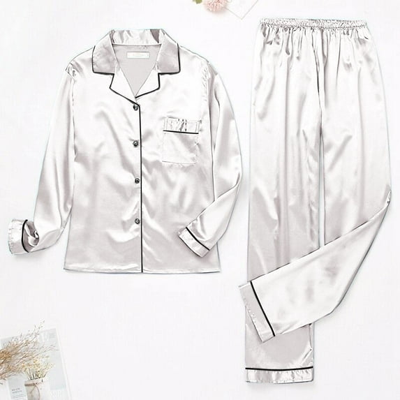 Zoofduhp Pijamas De Mujer Soft Pajamas for Women Pajamas for Women Set Long Sleeve Button Up Sleepwear Soft Lightweight Comfy Long Pants Loungewear Pajamas for Women White 4Xl