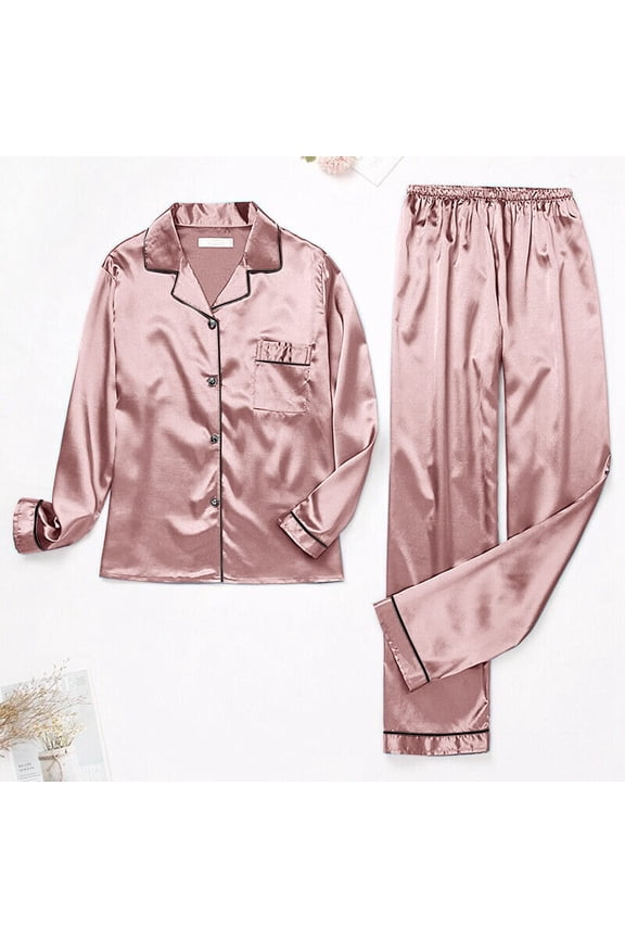 Pijamas De Mujer Soft Pajamas for Women Pajamas for Women Set Long Sleeve Button Up Sleepwear Soft Lightweight Comfy Long Pants Loungewear Pajamas for Women Pink 3Xl