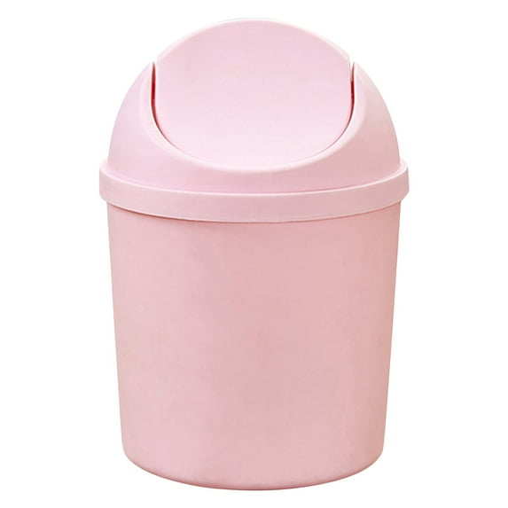 Clearance! Zuioae Mini Storage Bucket Pink, Mini Small Round Plastic Trash Can Multi Function Household Shake Lid Type Waste for Desktop Bathrooms Kitchens Home Offices (Qty: 1X Mini Storage Bucket)