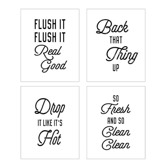 Clearance! Zuioae Painting, 4Pcs/Set Funny Signs Picture Canvas Painting Bathroom Wall Art Decor, Oil Painting Clearance Sale