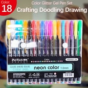 Clearance！Zynic Art Glitter Gel Pens Colored Fine Tip Markers with 40% More Ink for Adult Coloring Books, Drawing and Doodling (18 Colors)