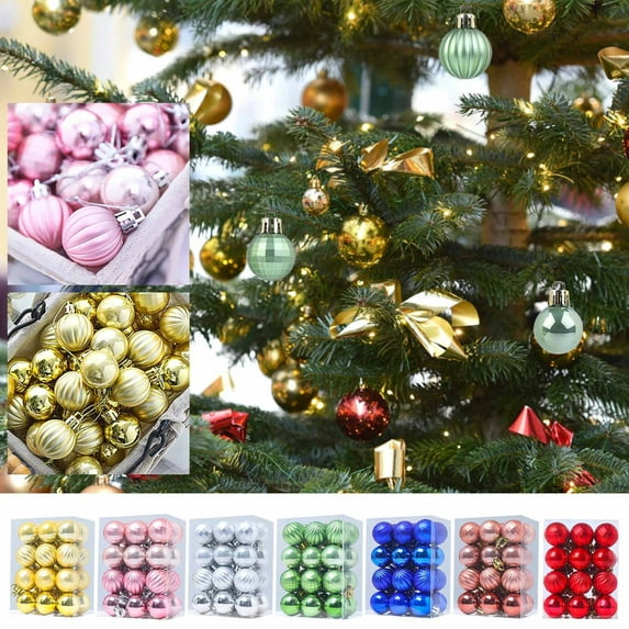 Clearance!aoksee 24pc Christmas Balls Christmas Trees Christmas Decorations Gifts, Hanging Balls for Birthday Halloween Holiday Wedding Decorations, (3cm/1.17"), with 1pc Merry Letter Card